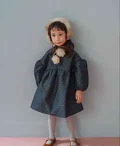 【新品】soft cheese ジャカードワンピース ダークグレー 黒 100