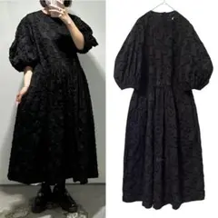 専用 TAO タオ コムデギャルソン 花柄フリンジ パフスリーブワンピース