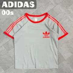 【極上デザイン】アディダス リンガーTシャツ ロゴプリント 袖ライン 美品 洗練