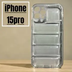 iPhone15pro ダウンジャケットケース クリアホワイト 耐衝撃 おしゃれ