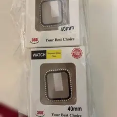 Apple Watch ケース 40mm 強化ガラス ストーン付き2個セット