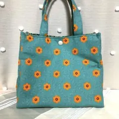 北欧花柄＊紙袋型＊マチ広15cmミニトート￼バッグ＊ランチバッグ◎