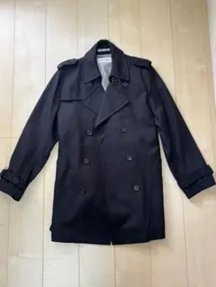 黒 ダブルブレスト トレンチコート