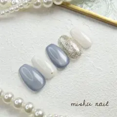 № 1 オーダー ブルーマグネット＊ラメ＊シンプル ネイルチップ