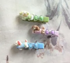 犬　パーツ　付きヘアクリップ 3個セット　☆18