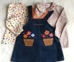 ミキハウスmikihouse 80cm　女の子3点セットお花刺繍/OR