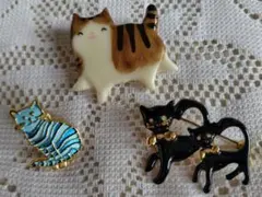 猫 ネコ ブローチ 2個 タックピン ピンズ1個セット まとめ売り アクセサリー