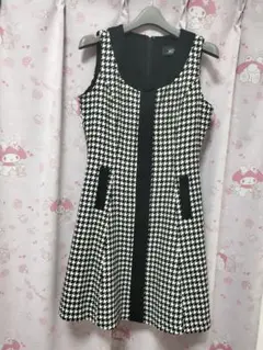 【美品】SalireサリアМサイズ千鳥柄ノースリーブワンピース