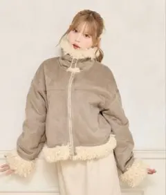 apres jour フェイクムートンジャケット ピンクベージュ