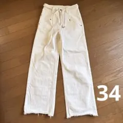 【未使用】Spick & Span 5 1/2 ルーズストレートラインデニム 白