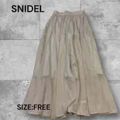 e1151☆SNIDELスナイデルシフォンフレアスカートサイズFREEベージュ