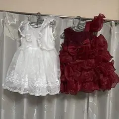 ベビードレス 白 赤 結婚式 18〜24M