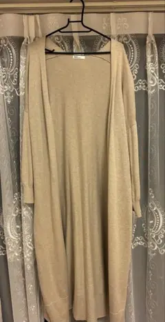 ベージュ オーバーサイズ 七分袖 ニットカーディガン　フリーサイズ