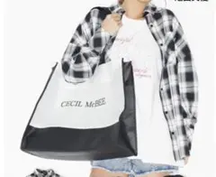 CECI McBEE ショップバッグ ホワイト/ブラック