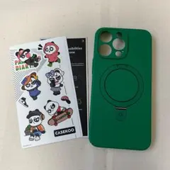 iPhone15ProMax ケース スタンド機能 全面保護 グリーン 薄型