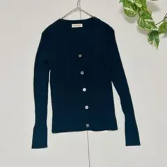 希少 INED 長袖カーディガン ニットカーディガン Vネック ネイビー M