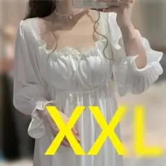 【56】白・ナイトウェア・ルームウェア・ネグリジェXL・XXL
