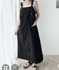 【Lサイズ】Java ブラック 肩ベルトナイロンワンピース