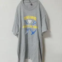 ギルダン 半袖 Tシャツ クルーネック プリント M 灰色 コットン デイリー