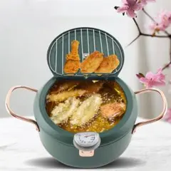 天ぷら鍋 揚げ物鍋ステンレス 蓋付 温度計付き家庭用 20cm　ＩＨ＆ガス火対応のサムネイル