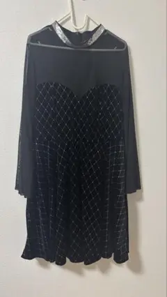 SHEIN 2XL 黒 チェック柄 長袖ワンピース