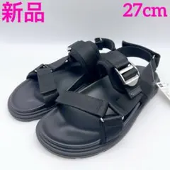 GU メタルバックルテープサンダル 黒 27cm 新品 ジーユー 今季モデル