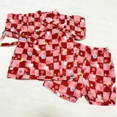 甚平　うさぎ　赤　ピンク　80