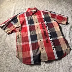 BLACKLABEL CRESTBRIDGE 半袖シャツ M 赤チェック ロゴのサムネイル