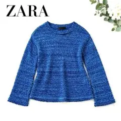 新品✨️ZARA ザラ　コンビネーション長袖ニット　セーター　ブルーS