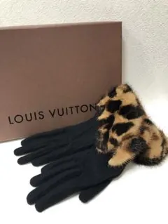 美品【LOUIS VUITTON】ミンクファー付きカシミヤグローブ