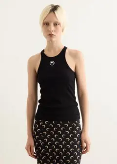 MARINE SERRE ブラック タンクトップ M MARINE SERRE（マリーンセル） マリーン セル タンクトップ Organic