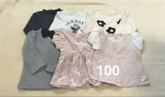 韓国 まとめ 長袖 半袖 100 黒 グレー 白 ピンク 6点セット