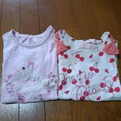 mezzo piano半袖ウサギとチェリー柄2枚セット 120cm