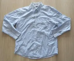 0492_Eddie Bauer 半袖シャツ 日本XL ギンガムチェック ブルー
