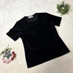 極美品 【23区】《38》 ニットカットソー 半袖 ブラック クルーネック