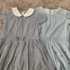 ストライプと水色のワンピース