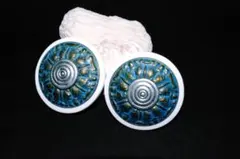 70's VINTAGE 70年代　ヴィンテージ　大ぶり青と金の円形イヤリング