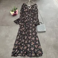 美品✨ビームス　Ray BEAMS 花柄長袖ロング丈ワンピース③
