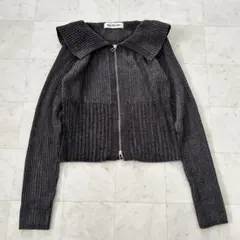 【美品】Ray BEAMS レイビームス　ラメリブジップ ビッグカラーニット