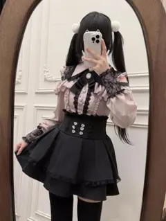 新品 きゅんとエンカ ピンク セット 肩出し リボン付き 量産型 地雷系_A89