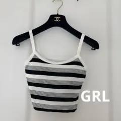 GRL♧カップ付きボーダー柄 リブタンクトップのサムネイル