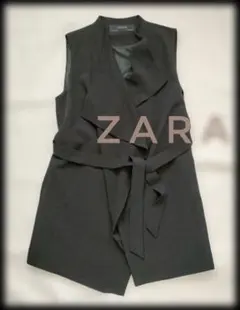 新品未使用 ZARA ブラック ジレ ベスト ノースリ 羽織りザラ 黒 M
