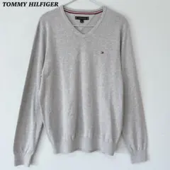 TOMMY HILFIGER トミーヒルフィガー Vネック ニット グレー M