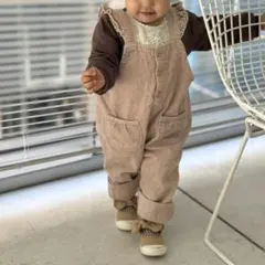 90cm オーバーオール くすみピンク 淡色コーデ 北欧 ナチュラル ベビー服