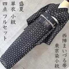 夏着物 絽紗 色無地 小紋 フルセット 黒地 花柄 漆黒の夕涼み 盛夏 O2 