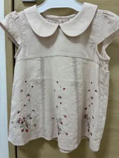 petit main 花柄刺繍 ピンク チュニック