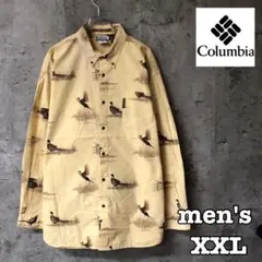 コロンビア　総柄　長袖シャツ　ボタンダウン　鳥柄　ビックサイズ　ビンテージ