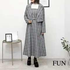 FUN マルチチェックセットアップ レディースフリーサイズ