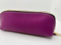 本革ハンドメイド　パープルマルチケース