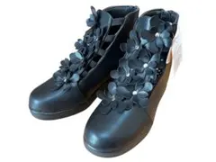 新品未使用☆POPOLARE（ポポラーレ） フラワーモチーフ　厚底ショートブーツ